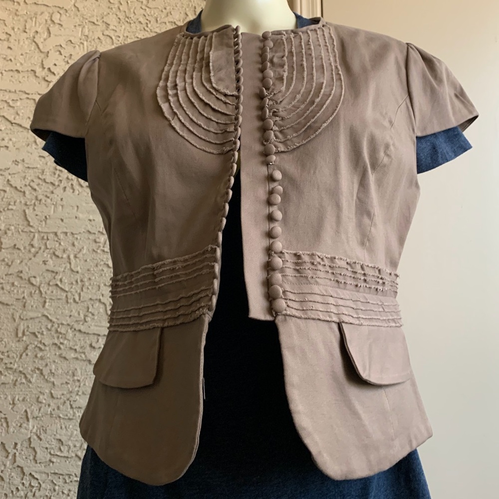 BCBG Short Sleeve Tan Jacket